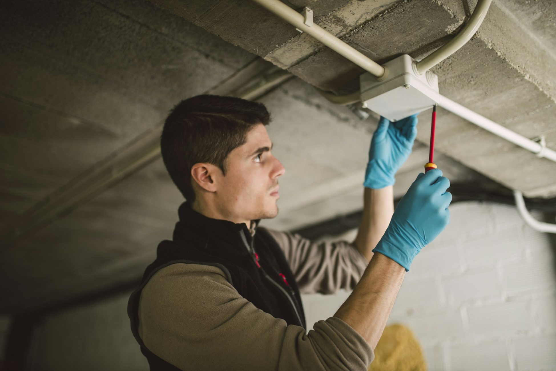 Man working on an electrical installation